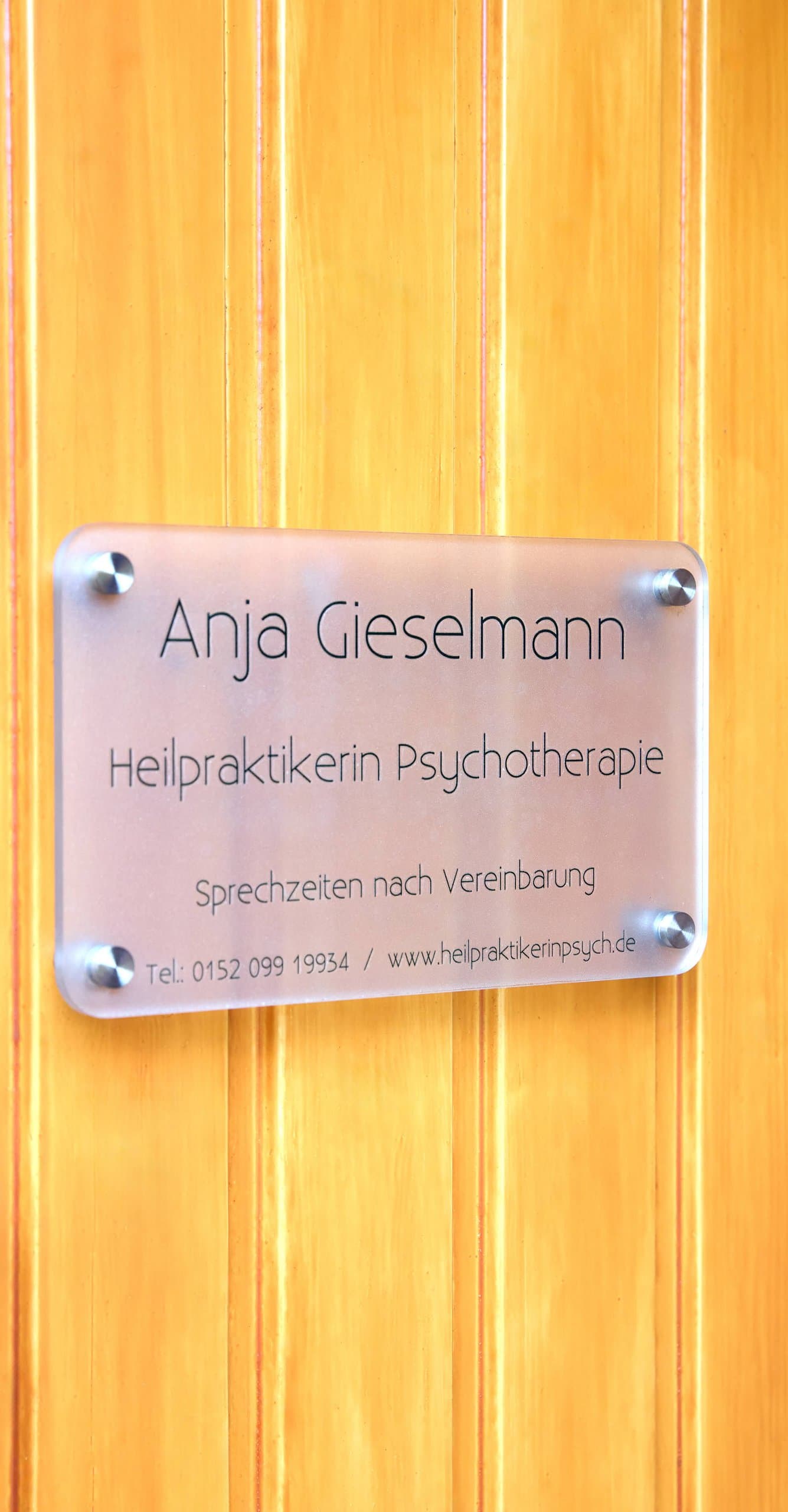 Praxisschild Anja Gieselmann – Heilpraktikerin für Psychotherapie